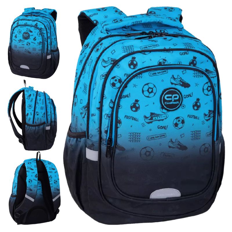 Rucsac Coolpack Fast Football 2T Gradient Blue Școlar pentru Adolescenți și Copii Spațios