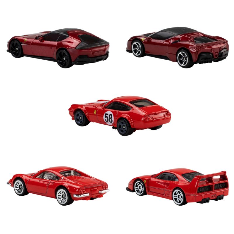 Hot Wheels Zestaw 5 Autek Ferrari Pojazdy 5-pak Samochody Wyścigowe Autka Kolekcjonerskie
